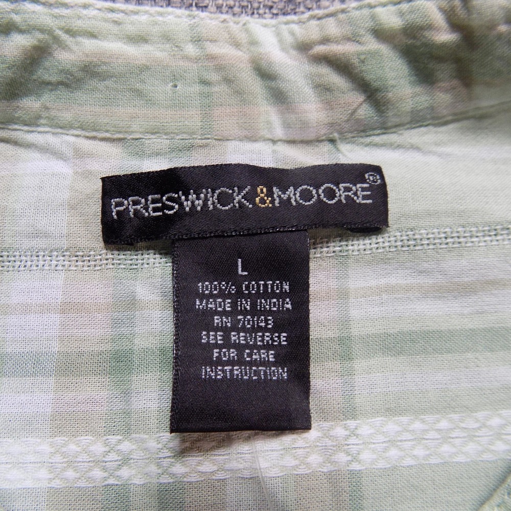 Preswick & Moore Blouse Womens L Green NEW Plaid Cotton Short Sleeve BD975PL - Picture 4 of 9